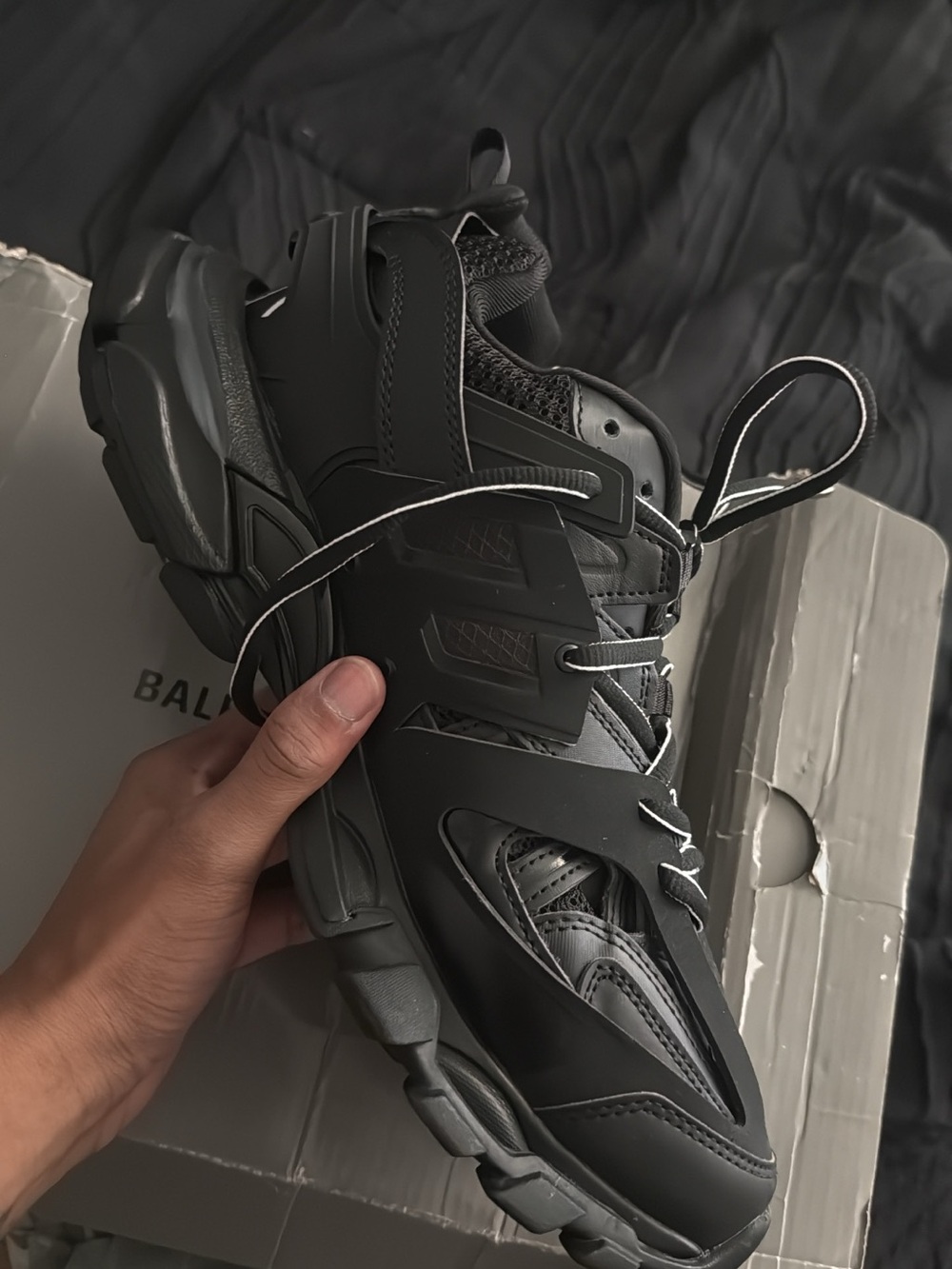 Balenciaga Men's Black Layered Track Sneaker - Picture 2 of 4